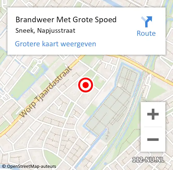 Locatie op kaart van de 112 melding: Brandweer Met Grote Spoed Naar Sneek, Napjusstraat op 3 maart 2024 13:16