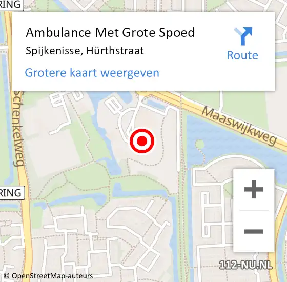 Locatie op kaart van de 112 melding: Ambulance Met Grote Spoed Naar Spijkenisse, Hürthstraat op 3 maart 2024 13:18