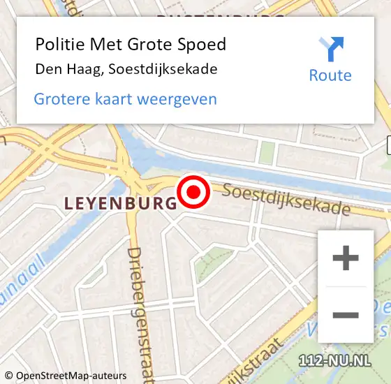 Locatie op kaart van de 112 melding: Politie Met Grote Spoed Naar Den Haag, Soestdijksekade op 3 maart 2024 13:20