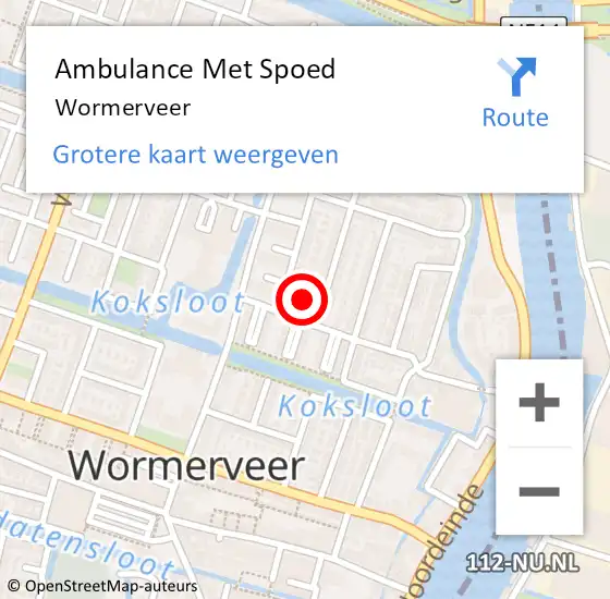 Locatie op kaart van de 112 melding: Ambulance Met Spoed Naar Wormerveer op 3 maart 2024 13:39