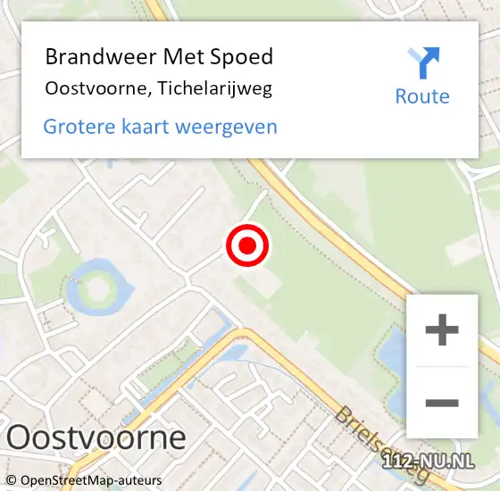 Locatie op kaart van de 112 melding: Brandweer Met Spoed Naar Oostvoorne, Tichelarijweg op 3 maart 2024 13:40