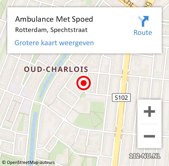 Locatie op kaart van de 112 melding: Ambulance Met Spoed Naar Rotterdam, Spechtstraat op 3 maart 2024 13:46