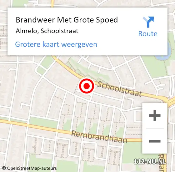 Locatie op kaart van de 112 melding: Brandweer Met Grote Spoed Naar Almelo, Schoolstraat op 3 maart 2024 13:47