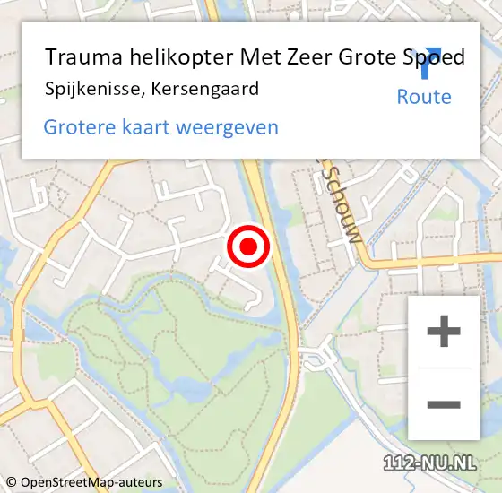 Locatie op kaart van de 112 melding: Trauma helikopter Met Zeer Grote Spoed Naar Spijkenisse, Kersengaard op 3 maart 2024 14:06