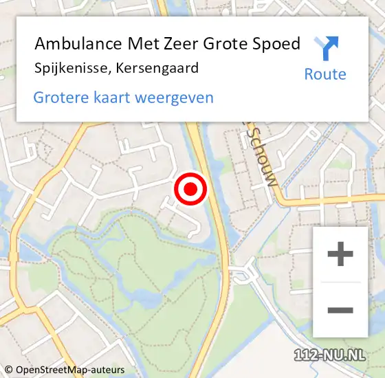 Locatie op kaart van de 112 melding: Ambulance Met Zeer Grote Spoed Naar Spijkenisse, Kersengaard op 3 maart 2024 14:08