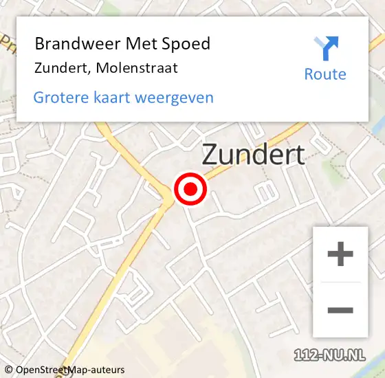 Locatie op kaart van de 112 melding: Brandweer Met Spoed Naar Zundert, Molenstraat op 3 maart 2024 14:15