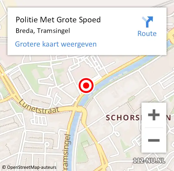 Locatie op kaart van de 112 melding: Politie Met Grote Spoed Naar Breda, Tramsingel op 3 maart 2024 14:18