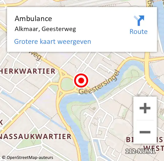 Locatie op kaart van de 112 melding: Ambulance Alkmaar, Geesterweg op 3 maart 2024 14:44