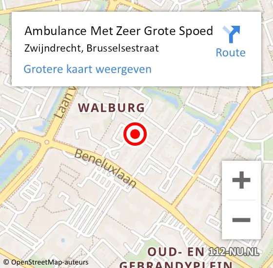 Locatie op kaart van de 112 melding: Ambulance Met Zeer Grote Spoed Naar Zwijndrecht, Brusselsestraat op 3 maart 2024 15:00