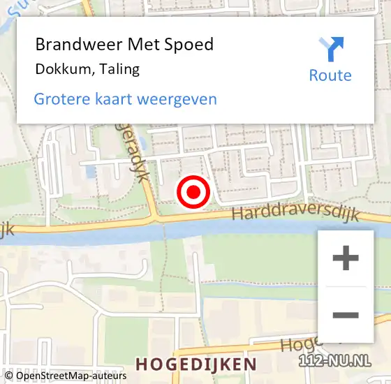 Locatie op kaart van de 112 melding: Brandweer Met Spoed Naar Dokkum, Taling op 3 maart 2024 15:19