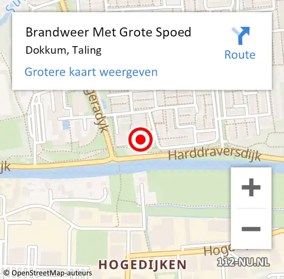 Locatie op kaart van de 112 melding: Brandweer Met Grote Spoed Naar Dokkum, Taling op 3 maart 2024 15:23