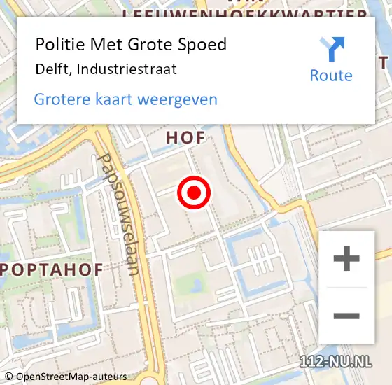 Locatie op kaart van de 112 melding: Politie Met Grote Spoed Naar Delft, Industriestraat op 3 maart 2024 15:30
