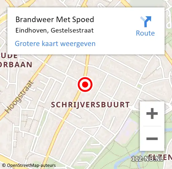 Locatie op kaart van de 112 melding: Brandweer Met Spoed Naar Eindhoven, Gestelsestraat op 3 maart 2024 15:38