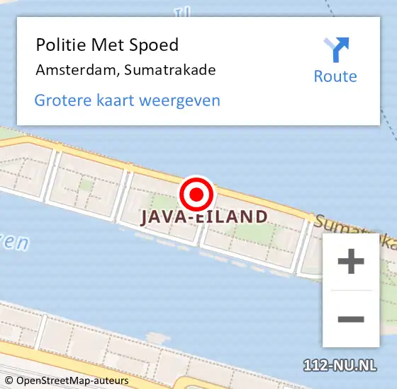 Locatie op kaart van de 112 melding: Politie Met Spoed Naar Amsterdam, Sumatrakade op 3 maart 2024 15:40