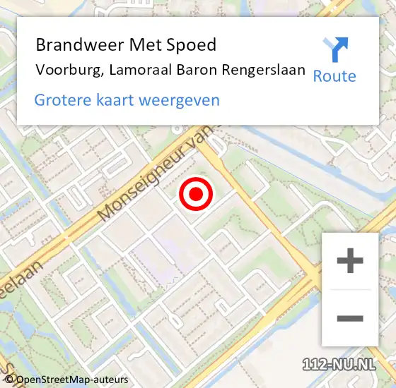 Locatie op kaart van de 112 melding: Brandweer Met Spoed Naar Voorburg, Lamoraal Baron Rengerslaan op 3 maart 2024 15:57