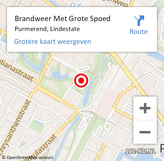 Locatie op kaart van de 112 melding: Brandweer Met Grote Spoed Naar Purmerend, Lindestate op 3 maart 2024 16:14