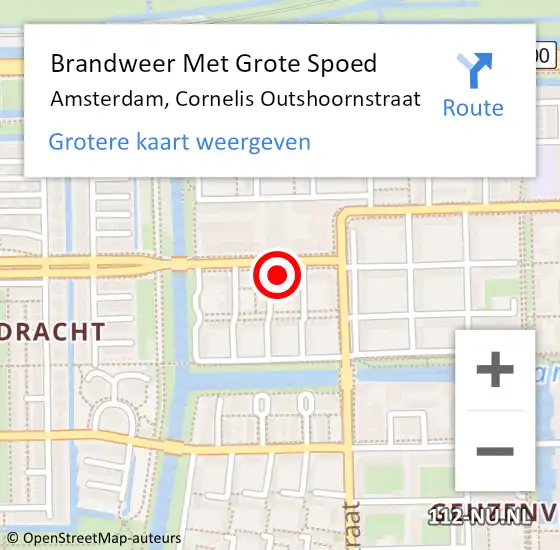 Locatie op kaart van de 112 melding: Brandweer Met Grote Spoed Naar Amsterdam, Cornelis Outshoornstraat op 3 maart 2024 16:14