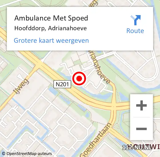 Locatie op kaart van de 112 melding: Ambulance Met Spoed Naar Hoofddorp, Adrianahoeve op 3 maart 2024 16:22