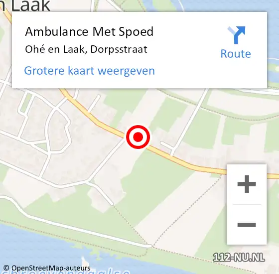 Locatie op kaart van de 112 melding: Ambulance Met Spoed Naar Ohé en Laak, Dorpsstraat op 3 maart 2024 16:23