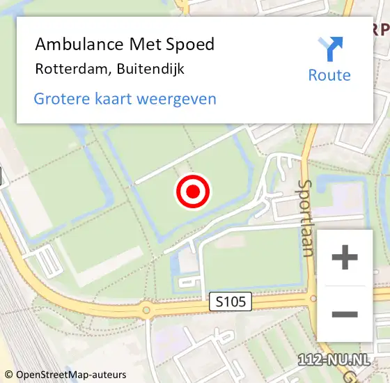 Locatie op kaart van de 112 melding: Ambulance Met Spoed Naar Rotterdam, Buitendijk op 3 maart 2024 16:29