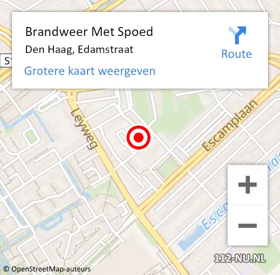 Locatie op kaart van de 112 melding: Brandweer Met Spoed Naar Den Haag, Edamstraat op 3 maart 2024 16:35