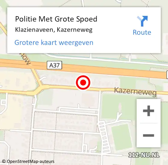 Locatie op kaart van de 112 melding: Politie Met Grote Spoed Naar Klazienaveen, Kazerneweg op 3 maart 2024 16:41