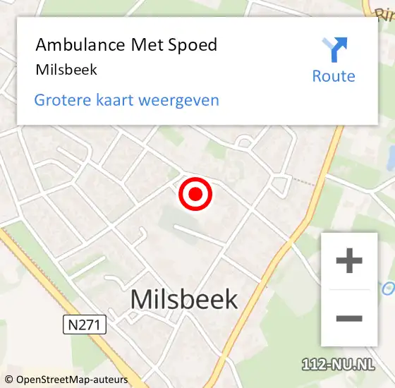 Locatie op kaart van de 112 melding: Ambulance Met Spoed Naar Milsbeek op 3 maart 2024 17:02