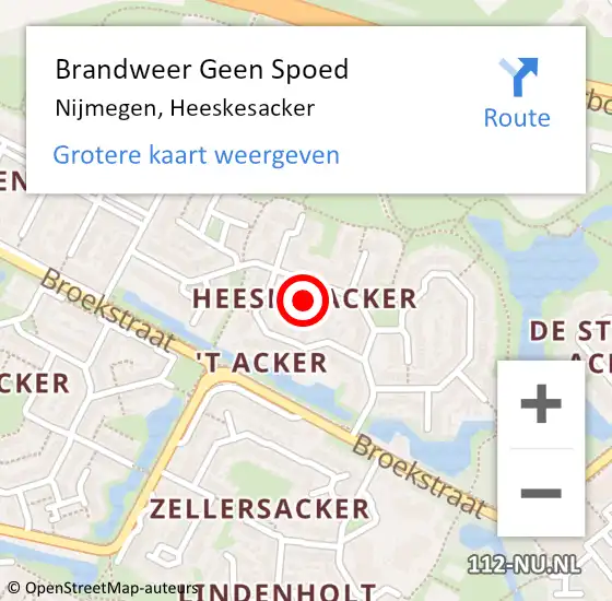 Locatie op kaart van de 112 melding: Brandweer Geen Spoed Naar Nijmegen, Heeskesacker op 3 maart 2024 17:09
