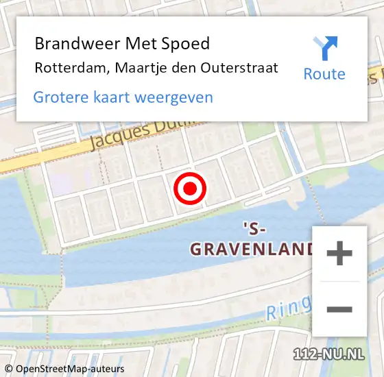 Locatie op kaart van de 112 melding: Brandweer Met Spoed Naar Rotterdam, Maartje den Outerstraat op 3 maart 2024 17:15