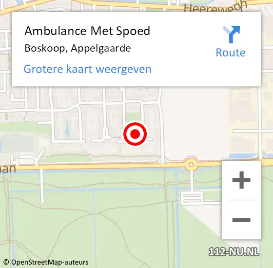 Locatie op kaart van de 112 melding: Ambulance Met Spoed Naar Boskoop, Appelgaarde op 3 maart 2024 17:18