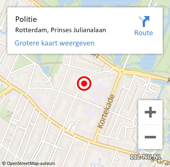 Locatie op kaart van de 112 melding: Politie Rotterdam, Prinses Julianalaan op 3 maart 2024 17:20