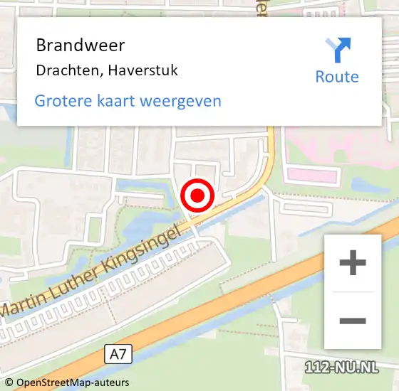 Locatie op kaart van de 112 melding: Brandweer Drachten, Haverstuk op 3 maart 2024 17:24