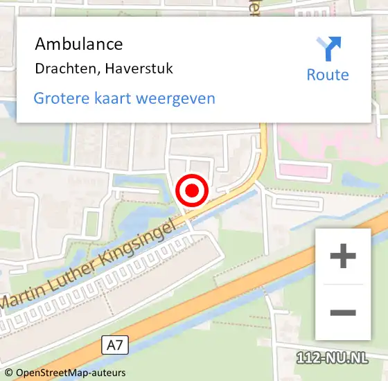 Locatie op kaart van de 112 melding: Ambulance Drachten, Haverstuk op 3 maart 2024 17:24
