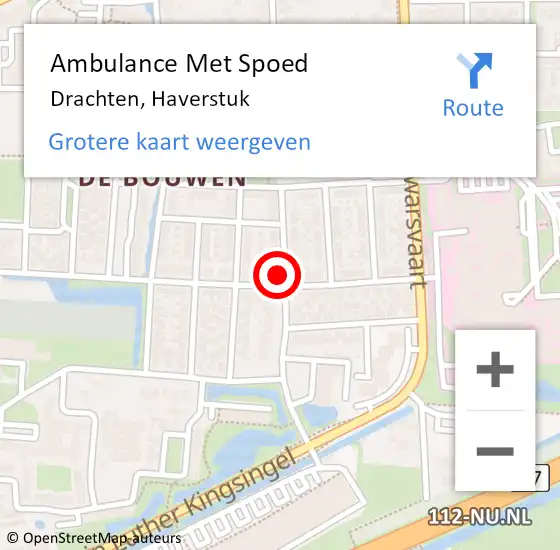 Locatie op kaart van de 112 melding: Ambulance Met Spoed Naar Drachten, Haverstuk op 3 maart 2024 17:25