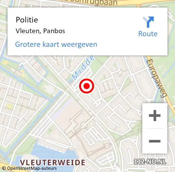 Locatie op kaart van de 112 melding: Politie Vleuten, Panbos op 3 maart 2024 17:25