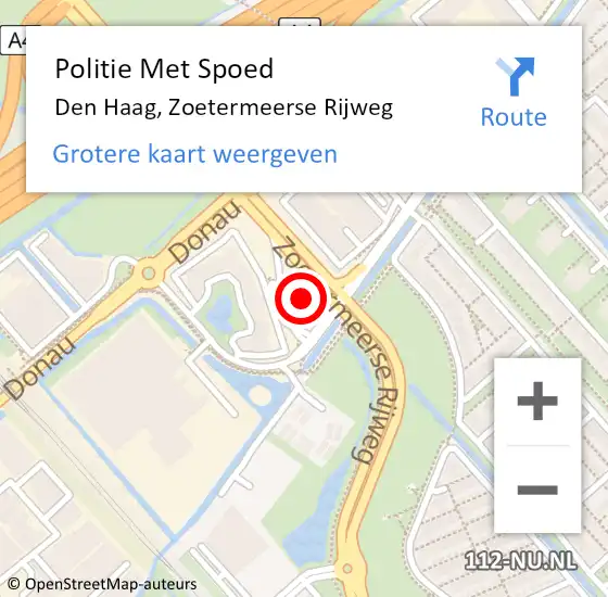 Locatie op kaart van de 112 melding: Politie Met Spoed Naar Den Haag, Zoetermeerse Rijweg op 3 maart 2024 17:29