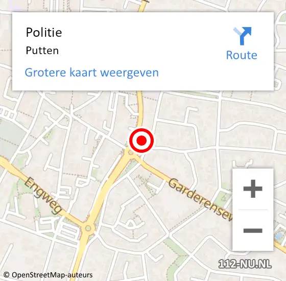 Locatie op kaart van de 112 melding: Politie Putten op 3 maart 2024 17:59