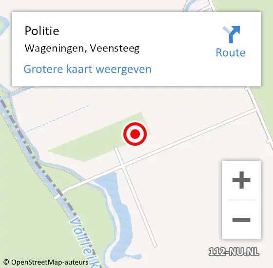 Locatie op kaart van de 112 melding: Politie Wageningen, Veensteeg op 3 maart 2024 18:06