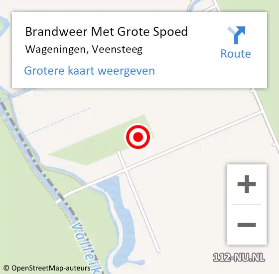 Locatie op kaart van de 112 melding: Brandweer Met Grote Spoed Naar Wageningen, Veensteeg op 3 maart 2024 18:09