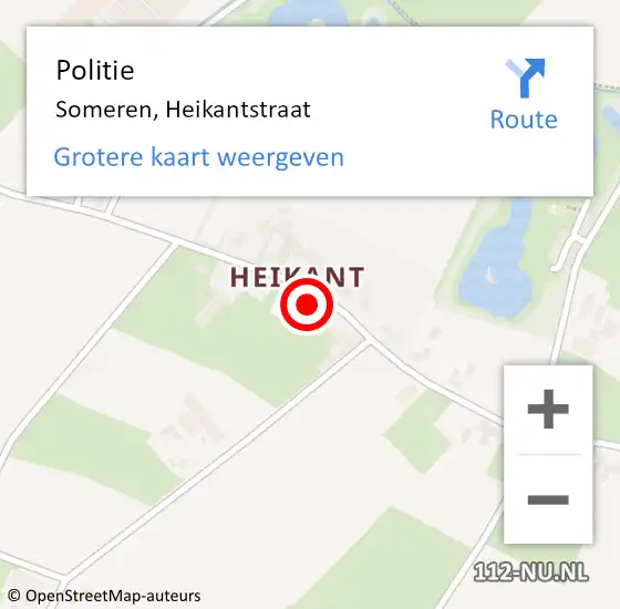 Locatie op kaart van de 112 melding: Politie Someren, Heikantstraat op 3 maart 2024 18:18