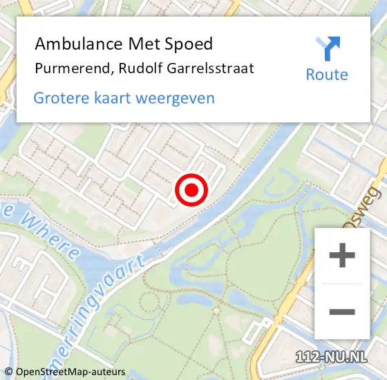 Locatie op kaart van de 112 melding: Ambulance Met Spoed Naar Purmerend, Rudolf Garrelsstraat op 3 maart 2024 18:35