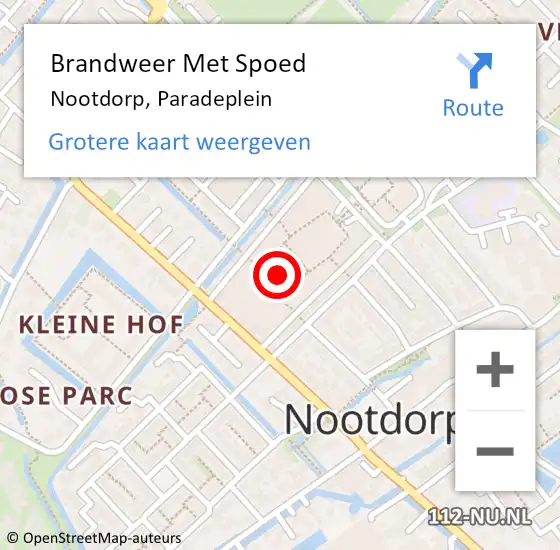 Locatie op kaart van de 112 melding: Brandweer Met Spoed Naar Nootdorp, Paradeplein op 3 maart 2024 18:40