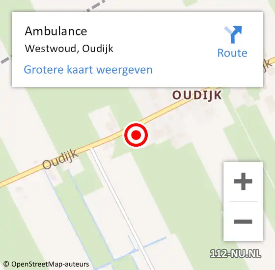 Locatie op kaart van de 112 melding: Ambulance Westwoud, Oudijk op 27 september 2014 22:11