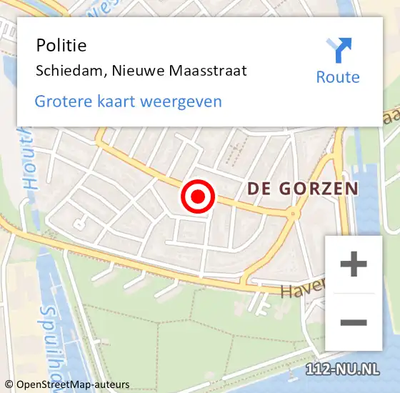 Locatie op kaart van de 112 melding: Politie Schiedam, Nieuwe Maasstraat op 3 maart 2024 19:12