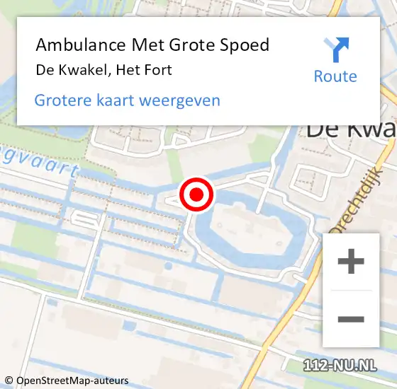 Locatie op kaart van de 112 melding: Ambulance Met Grote Spoed Naar De Kwakel, Het Fort op 3 maart 2024 20:20