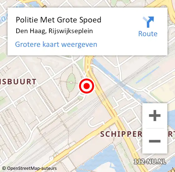 Locatie op kaart van de 112 melding: Politie Met Grote Spoed Naar Den Haag, Rijswijkseplein op 3 maart 2024 20:57