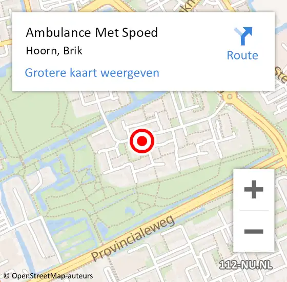 Locatie op kaart van de 112 melding: Ambulance Met Spoed Naar Hoorn, Brik op 3 maart 2024 21:22