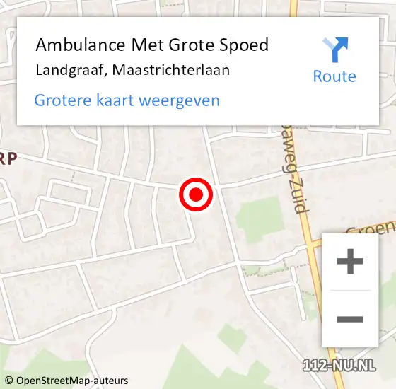 Locatie op kaart van de 112 melding: Ambulance Met Grote Spoed Naar Landgraaf, Maastrichterlaan op 27 september 2014 22:36