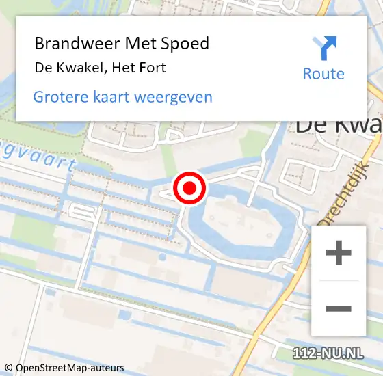 Locatie op kaart van de 112 melding: Brandweer Met Spoed Naar De Kwakel, Het Fort op 3 maart 2024 21:25