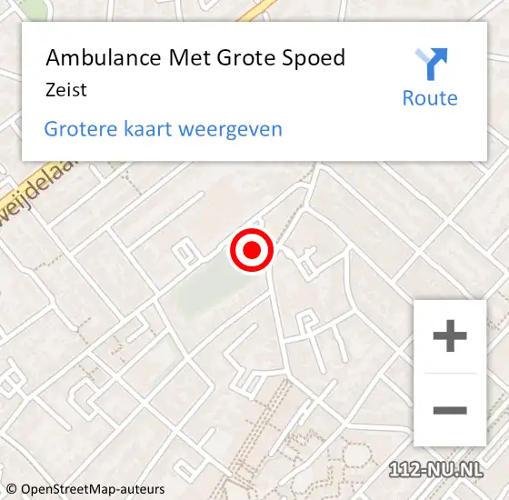 Locatie op kaart van de 112 melding: Ambulance Met Grote Spoed Naar Zeist op 3 maart 2024 21:50